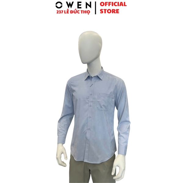 Áo Sơ Mi Nam Tay Dài Owen AR260018DT Xanh Nhạt Regular Fit Có Túi