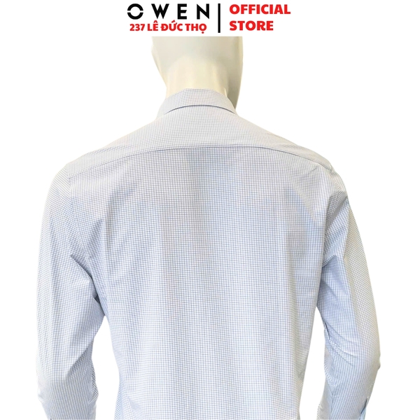 Áo sơ mi nam tay dài Owen AR263001DT màu xanh nhạt dáng suông regular fit tà lượn có túi chất liệu nylon spandex