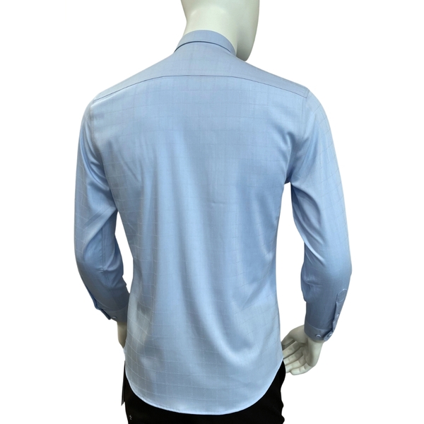 Áo Sơ Mi Nam Tay Dài Owen AS230589D màu xanh họa tiết xước dáng slimfit vải bamboo