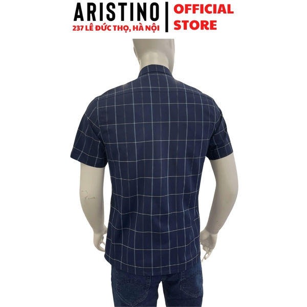 Áo Sơ Mi Nam Ngắn Tay Aristino ASS066AS2 màu xanh kẻ