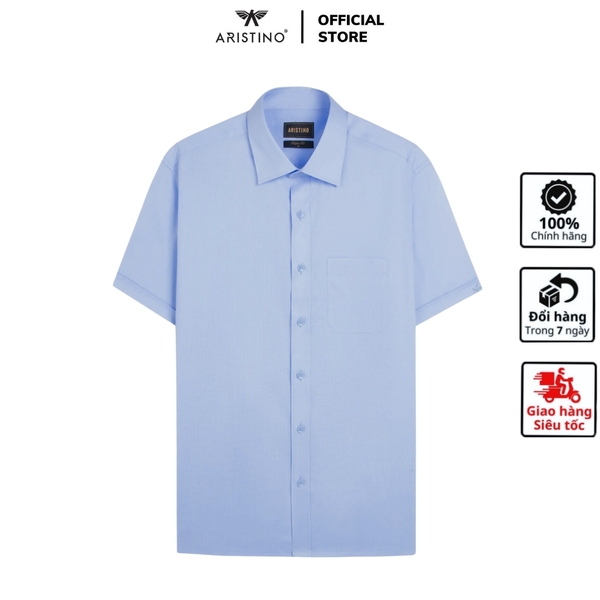 Áo Sơ Mi Nam Ngắn Tay Aristino ASS073AS3 màu xanh kẻ tăm