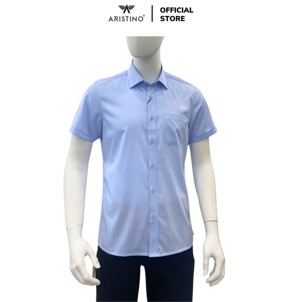 Áo Sơ Mi Nam Ngắn Tay Aristino ASS073AS3 màu xanh kẻ tăm