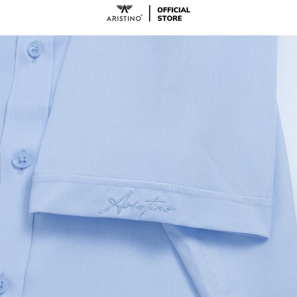 Áo Sơ Mi Nam Ngắn Tay Aristino ASS073AS3 màu xanh kẻ tăm