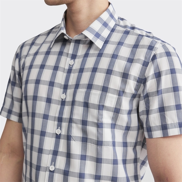 Áo Sơ Mi Nam Ngắn Tay Aristino ASS144S2 màu trắng kẻ xanh