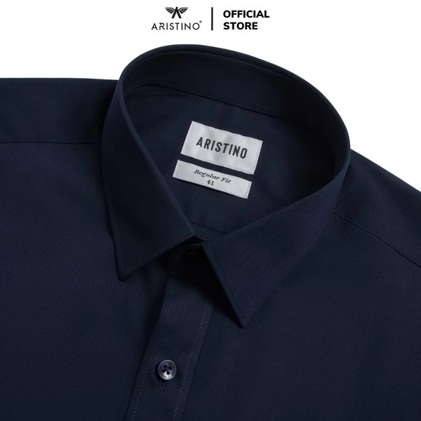 Áo Sơ Mi Nam Ngắn Tay Aristino ASS160AZ màu xanh tím than solid