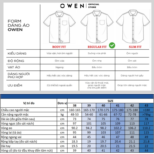 Áo sơ mi trắng nam tay ngắn Owen AR260512NTB màu trắng dáng suông regular fit tà lượn có túi chất liệu nano