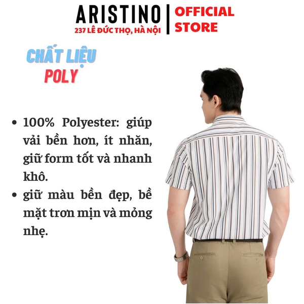 Áo Sơ Mi Nam Ngắn Tay Aristino ASS060FAH2 Trắng Kẻ Nâu Perfect Fit