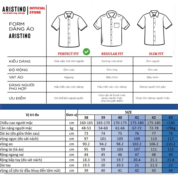 Áo sơ mi trắng ngắn tay Aristino ASSR05F