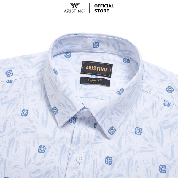 Áo Sơ Mi Nam Ngắn Tay Aristino ASS052AS2 màu trắng in