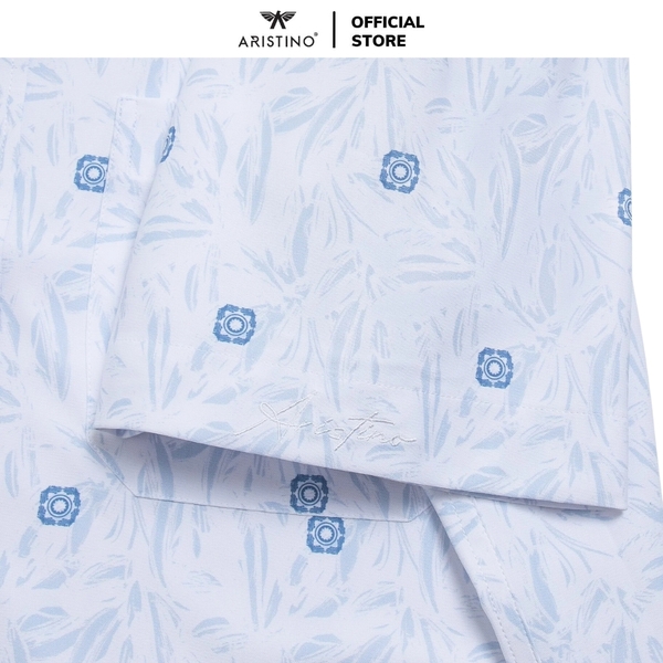 Áo Sơ Mi Nam Ngắn Tay Aristino ASS052AS2 màu trắng in