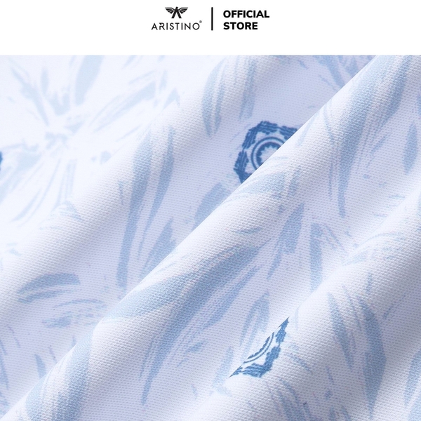 Áo Sơ Mi Nam Ngắn Tay Aristino ASS052AS2 màu trắng in