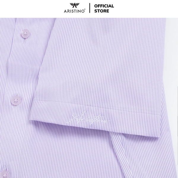Áo Sơ Mi Nam Ngắn Tay Aristino ASS074AS3 màu tím kẻ tăm