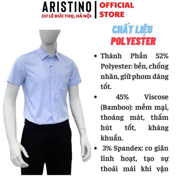Áo Sơ Mi Nam Ngắn Tay Aristino ASS075AS3 màu xanh kẻ tăm