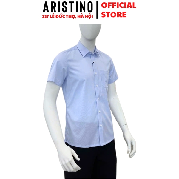 Áo Sơ Mi Nam Ngắn Tay Aristino ASS075AS3 màu xanh kẻ tăm