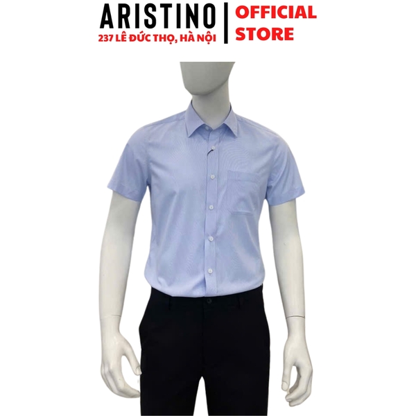 Áo Sơ Mi Nam Ngắn Tay Aristino ASS075AS3 màu xanh kẻ tăm