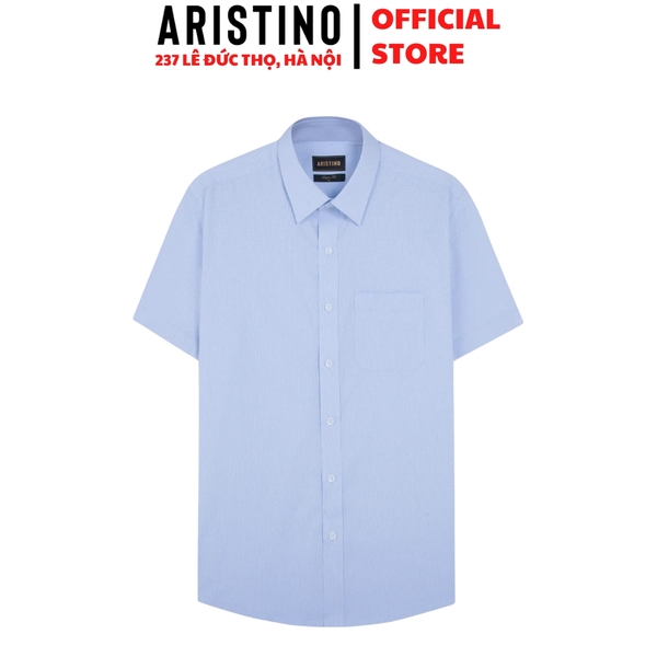 Áo Sơ Mi Nam Ngắn Tay Aristino ASS075AS3 màu xanh kẻ tăm