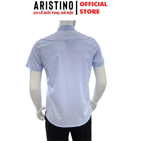 Áo Sơ Mi Nam Ngắn Tay Aristino ASS075AS3 màu xanh kẻ tăm