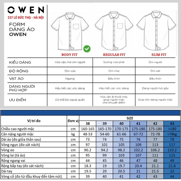 Áo Sơ Mi Nam Tay Ngắn Owen AB260106NT Xám Đậm Body Fit Có Túi