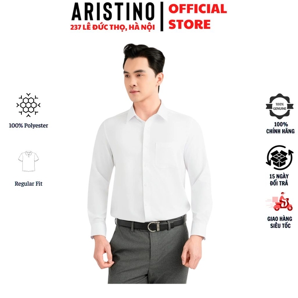 Áo Sơ Mi Trắng Nam Dài Tay Aristino ALSR02F Regular Fit 100% Polyester