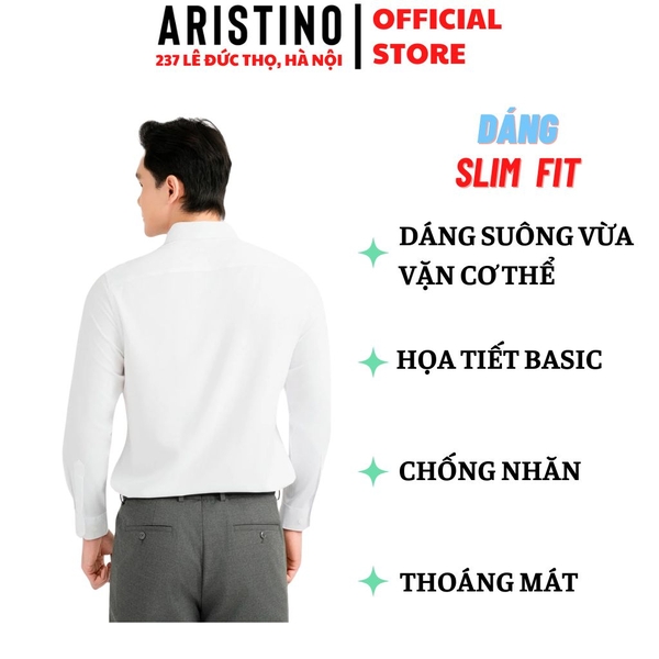 Áo Sơ Mi Trắng Nam Dài Tay Aristino ALSR02F Regular Fit 100% Polyester