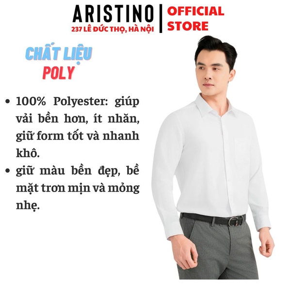 Áo Sơ Mi Trắng Nam Dài Tay Aristino ALSR02F Regular Fit 100% Polyester
