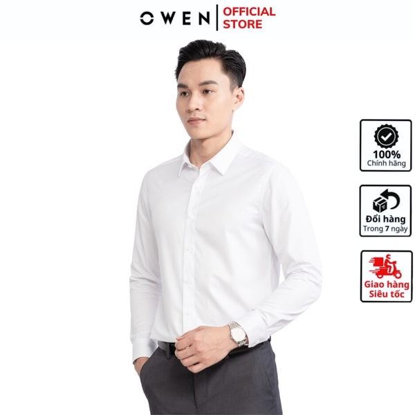 Áo Sơ Mi Trắng Nam Dài Tay Aristino ALSR38 màu trắng trơn chất liệu sợi sồi dáng slim fit không túi ngực