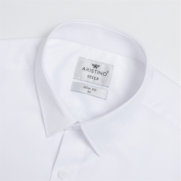 Áo Sơ Mi Trắng Nam Dài Tay Aristino ALSR38 màu trắng trơn chất liệu sợi sồi dáng slim fit không túi ngực