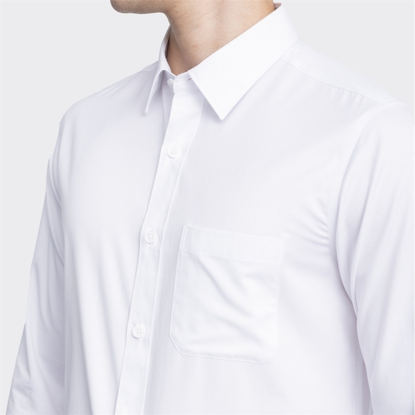 Áo Sơ Mi Trắng Nam Dài Tay Aristino ALSR39 màu trắng trơn chất liệu sợi sồi dáng regular fit có túi ngực