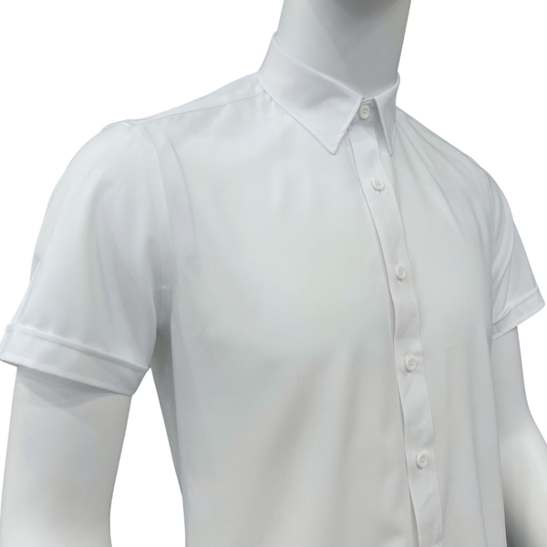 Áo Sơ Mi Trắng Nam Tay Ngắn Owen AS230319N (AS250312N) màu trắng trơn dáng slim fit tà lượn không túi vải nano