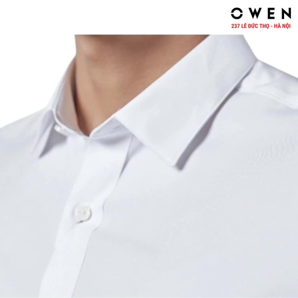 Áo sơ mi trắng nam Owen AS240103D – Slim Fit - dài tay - không túi ngực - vải sợi sồi (AS221199D -AS230329D)