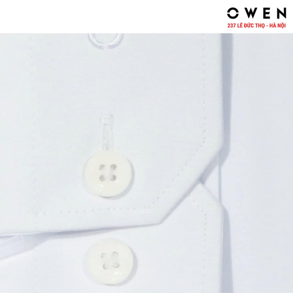 Áo sơ mi trắng nam Owen AS240103D – Slim Fit - dài tay - không túi ngực - vải sợi sồi (AS221199D -AS230329D)