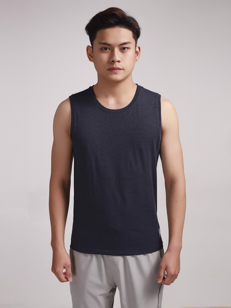 Áo Lót Nam Áo Thun Ba Lỗ Aristino ATT005S8 Màu Xanh Tím Than 92Mf Dáng Slim Fit Vải CVC Mềm Mịn