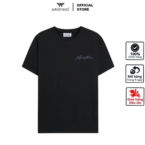 Áo Thun Nam Tay Ngắn Không Cổ Aristino ATS006AS0 Màu: Đen 9