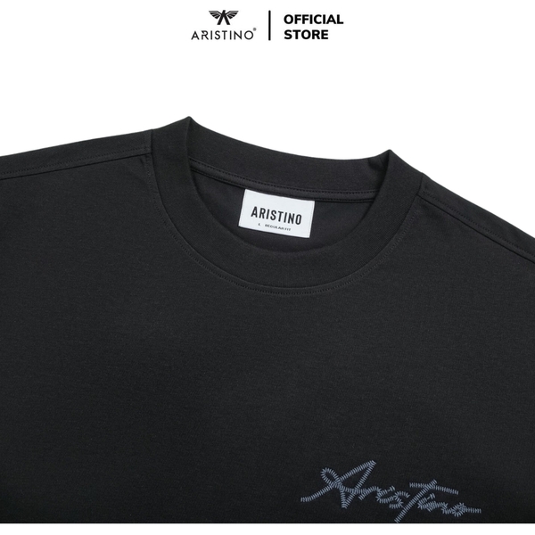 Áo Thun Nam Tay Ngắn Không Cổ Aristino ATS006AS0 Màu: Đen 9