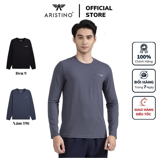 Áo Thun Nam Dài Tay Aristino ALT006W2 Màu đen 9, Xám 196