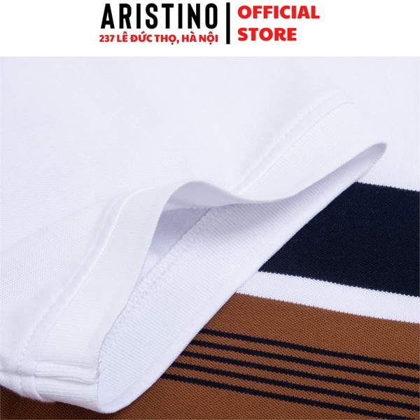 Áo Thun Polo Nam Cổ Bẻ Aristino APS128S3 màu Nâu 116 Kẻ Jacquard