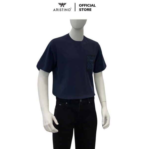 Áo Thun Nam Tay Ngắn Không Cổ Aristino ATS009AS0 màu xanh tím than 12