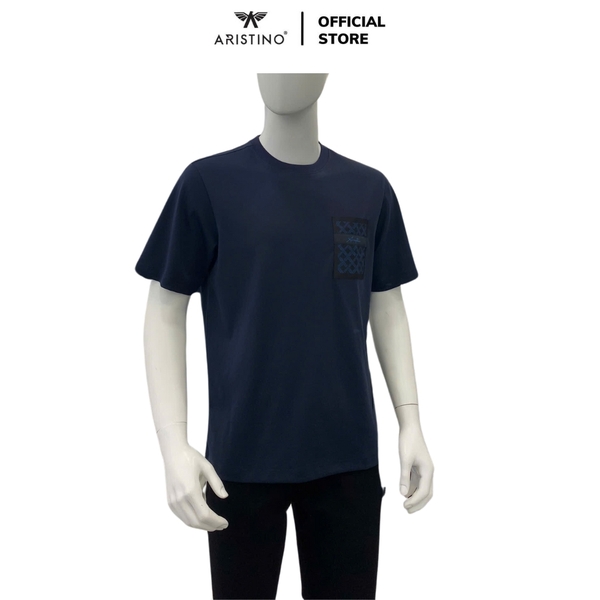 Áo Thun Nam Tay Ngắn Không Cổ Aristino ATS009AS0 màu xanh tím than 12