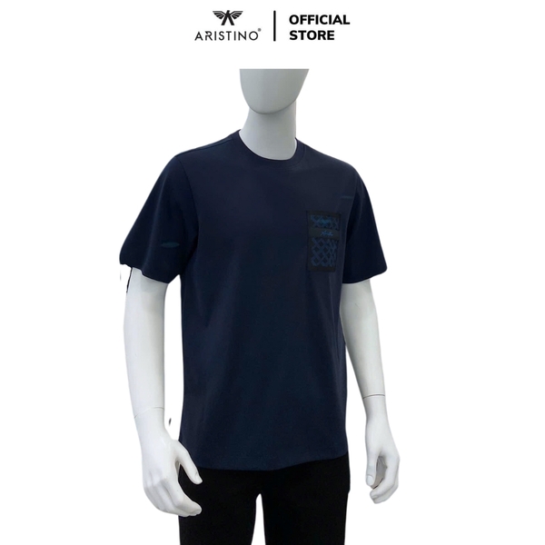 Áo Thun Nam Tay Ngắn Không Cổ Aristino ATS009AS0 màu xanh tím than 12