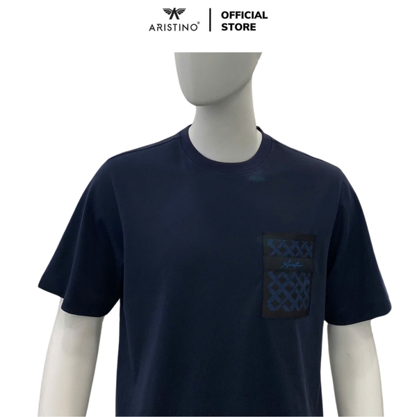Áo Thun Nam Tay Ngắn Không Cổ Aristino ATS009AS0 màu xanh tím than 12