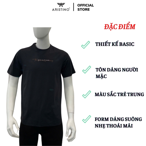 Áo Thun Nam Tay Ngắn Không Cổ Aristino ATS011AS0 màu đen 9