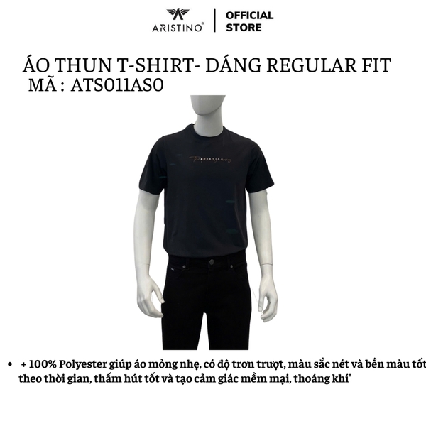 Áo Thun Nam Tay Ngắn Không Cổ Aristino ATS011AS0 màu đen 9