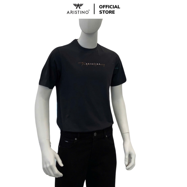 Áo Thun Nam Tay Ngắn Không Cổ Aristino ATS011AS0 màu đen 9