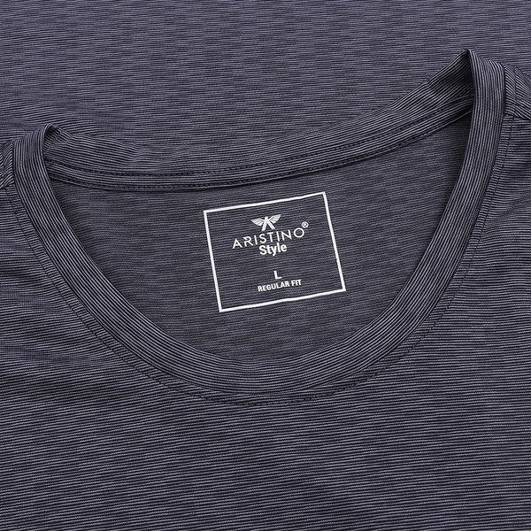 Áo Thun Nam Tay Ngắn Không Cổ Aristino ATS031S2 Dáng Suông Chất Liệu Polyester Kẻ Ngang 3 màu lựa chọn