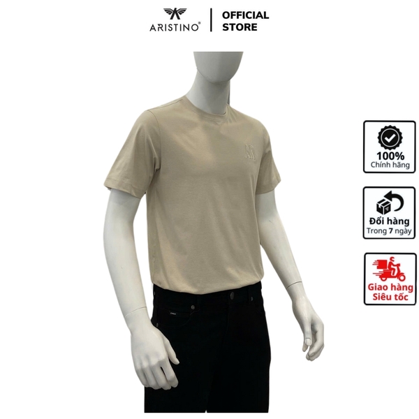 Áo Thun Nam Tay Ngắn Không Cổ Aristino ATS015AS0 màu be 5