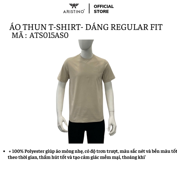 Áo Thun Nam Tay Ngắn Không Cổ Aristino ATS015AS0 màu be 5
