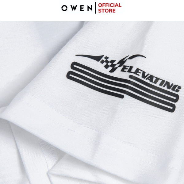 Áo Thun Nam Tay Ngắn Không Cổ Owen TSN253676 màu trắng dáng relax fit cổ tròn chất liệu cotton modal