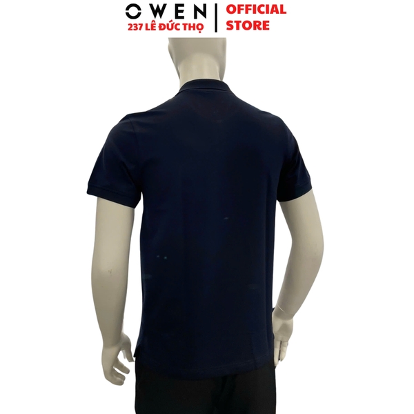 Áo thun polo Nam Tay Ngắn Có Cổ Owen APV262033 màu xanh tím than dáng body fit tà bằng xẻ tà chất liệu cotton polyester spandex