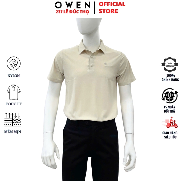 Áo thun polo Nam Tay Ngắn Có Cổ Owen APV262043 màu be dáng suông regular fit chất liệu nylon spandex
