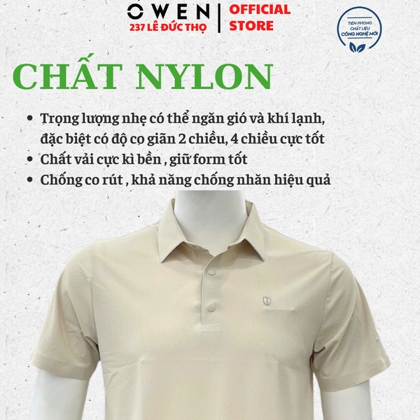 Áo thun polo Nam Tay Ngắn Có Cổ Owen APV262043 màu be dáng suông regular fit chất liệu nylon spandex